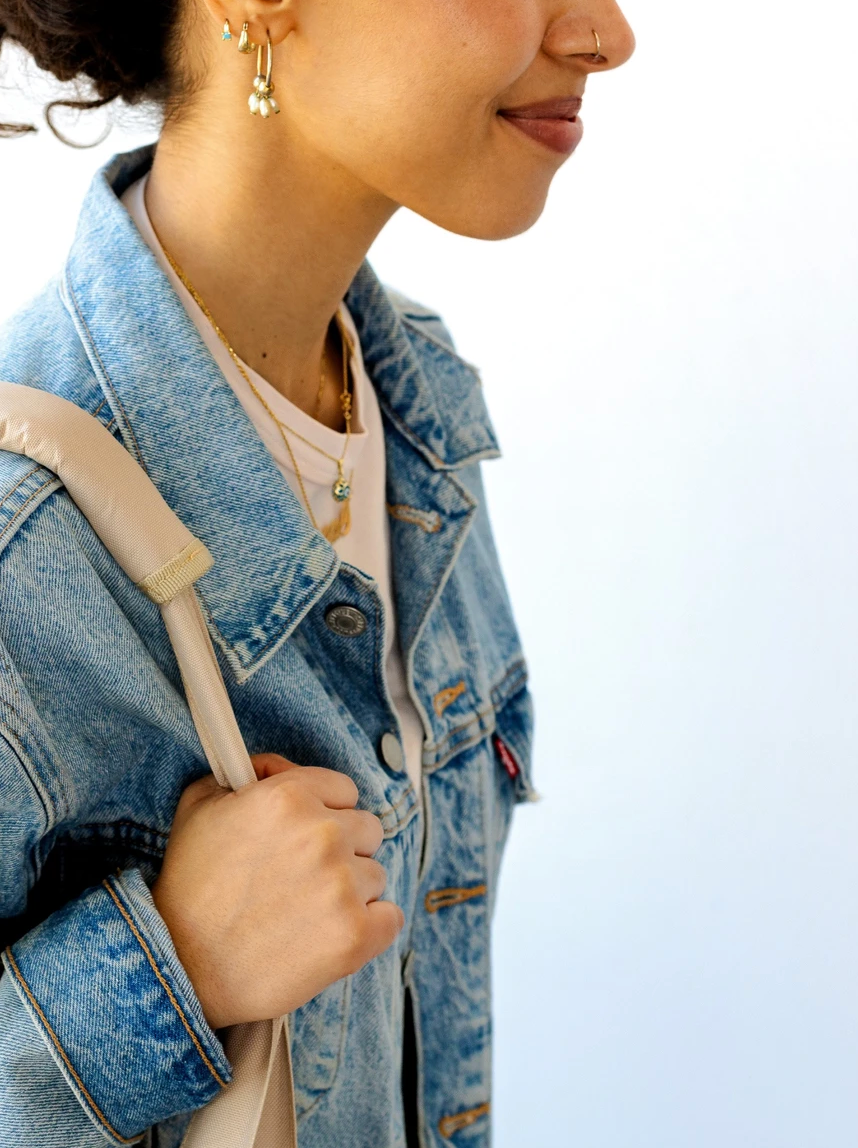 LARGE Tote Bag with Zipper & Pockets- Latte